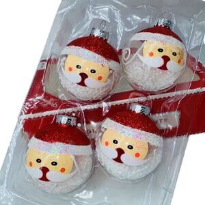 3 Snow Globe Ball Santa Ornaments Christmas Tree 2.5" Glass wondershop Kitschy